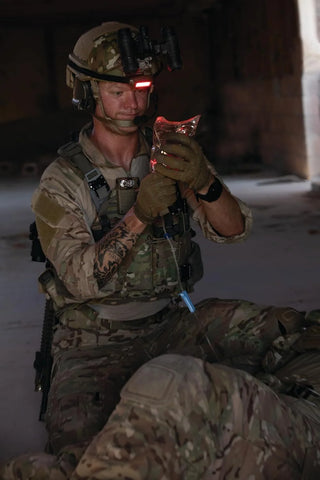 Streamlight 61706 Bandit 180-Lumen USB Rechargeable Red LED Headlamp with Elastic Head Strap, Clip, and USB Cable, Coyote