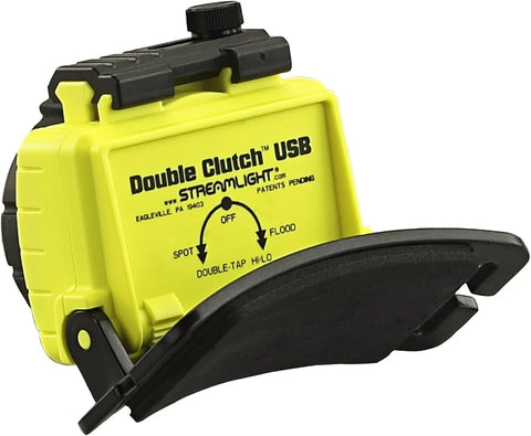 Streamlight 61602 Double Clutch USB 125-Lumen 1700-Candela LED Headlamp with AC Charging System, Spot and Flood Beams, Yellow