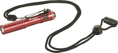 Streamlight 66323 MicroStream 45-Lumen 420-Candela EDC Ultra-Compact LED Flashlight with AAA Alkaline Battery, Clear Retail Packaging, Red