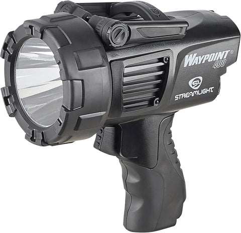 Streamlight 44911 WayPoint 400 Rechargeable 1400-Lumen Long Range Pistol-Grip Spotlight with 120V AC Charger and Polymer Holder/Mount, Black