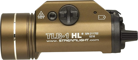 Streamlight 69267 TLR-1 HL 1000-Lumen 20000 Candela Rail-Mounted Tactical Weapon Light with Specific Compatibility Rail Locating Keys, Flat Dark Earth Brown