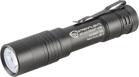Streamlight 66210 MegaStream USB 1800-Lumen 26000-Candela Rechargeable EDC Flashlight Includes Rechargeable Battery, USB-C Cable, and Holster, Black