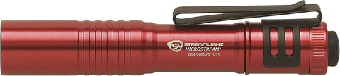 Streamlight 66323 MicroStream 45-Lumen 420-Candela EDC Ultra-Compact LED Flashlight with AAA Alkaline Battery, Clear Retail Packaging, Red