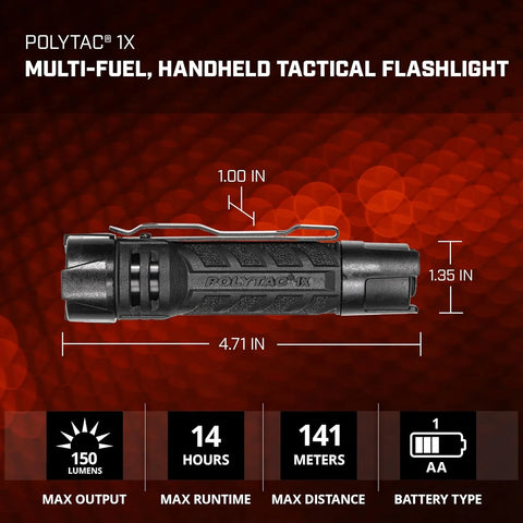 Streamlight 86000 PolyTac 1X 350-Lumen 12,000-Candela LED Handheld Flashlight, Rechargeable Capable, Uses Multiple Battery Types, Black
