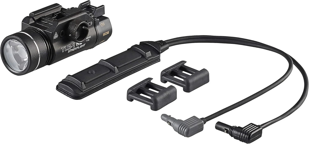 Streamlight 69889 TLR-1 HL 1000-Lumen 20000 Candela Rail-Mounted Tactical Weapon Light with Dual Remote Kit Includes Dual Remote Pressure Switch, Safe Off Door Switch, and Mounting Clips, Black