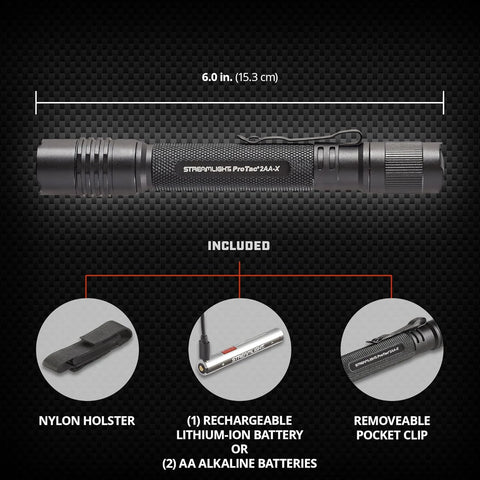Streamlight 88135 ProTac 2AA-X USB 550-Lumen 10,250-Candela Personal Carry Tactical Flashlight, Rechargeable Capable, Black