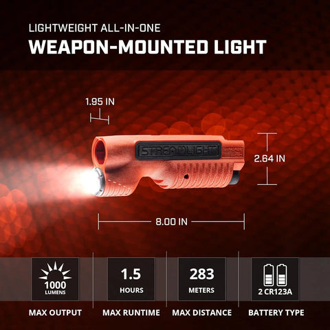 Streamlight 69610 TL-Racker 1,000-Lumen 20,000-Candela Tactical Integratd Forend Weapon Light with Ambidextrous Controls for Mossberg 500/590 Models Only, Orange
