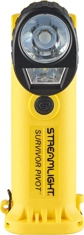 Streamlight 91826 Survivor Pivot 325-Lumen Right Angle Articulating Dual Beam Spot & Flood LED Flashlight with Magnet and Alkaline Batteries, Yellow
