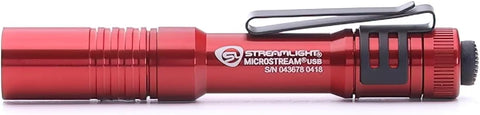 Streamlight 66605 MicroStream USB 250-Lumen 1150-Candela EDC Ultra-Compact LED Flashlight with Rechargeable Battery, Easy-Open Box, Red