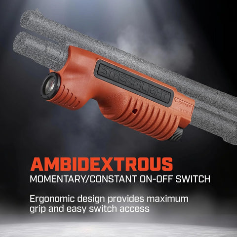 Streamlight 69611 TL-Racker 1,000 Lumen 20,000-Candela Tactical Integrated Forend Weapon Light with Ambidextrous Controls for Remington 870 Only, Orange
