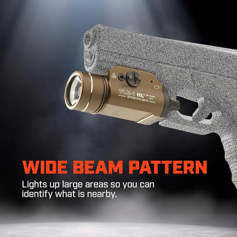 Streamlight 69266 TLR-1 HL 1000-Lumen 20000-Candela Rail-Mounted Tactical Weapon Light with Specific Compatibility Rail Locating Keys, Flat Dark Earth