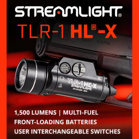 Streamlight 69501 TLR-1 HL-X USB 1500-Lumen 15000-Candela Rechargeable Rail-Mounted Tactical Weapon Light with Specific Compatibility Rail Locating Keys, Black