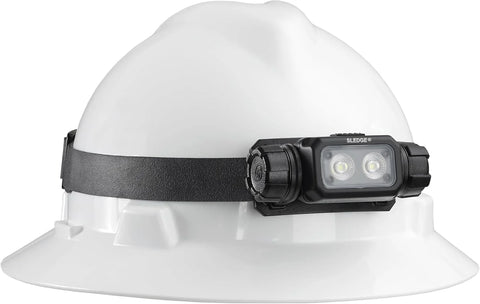 Streamlight 89019 Sledge 1000-Lumen Max 600-Lumen Standard 1800-Candela Rechargeable Low-Profile LED Headlamp with Elastic and Rubber Hard Hat Straps, Black