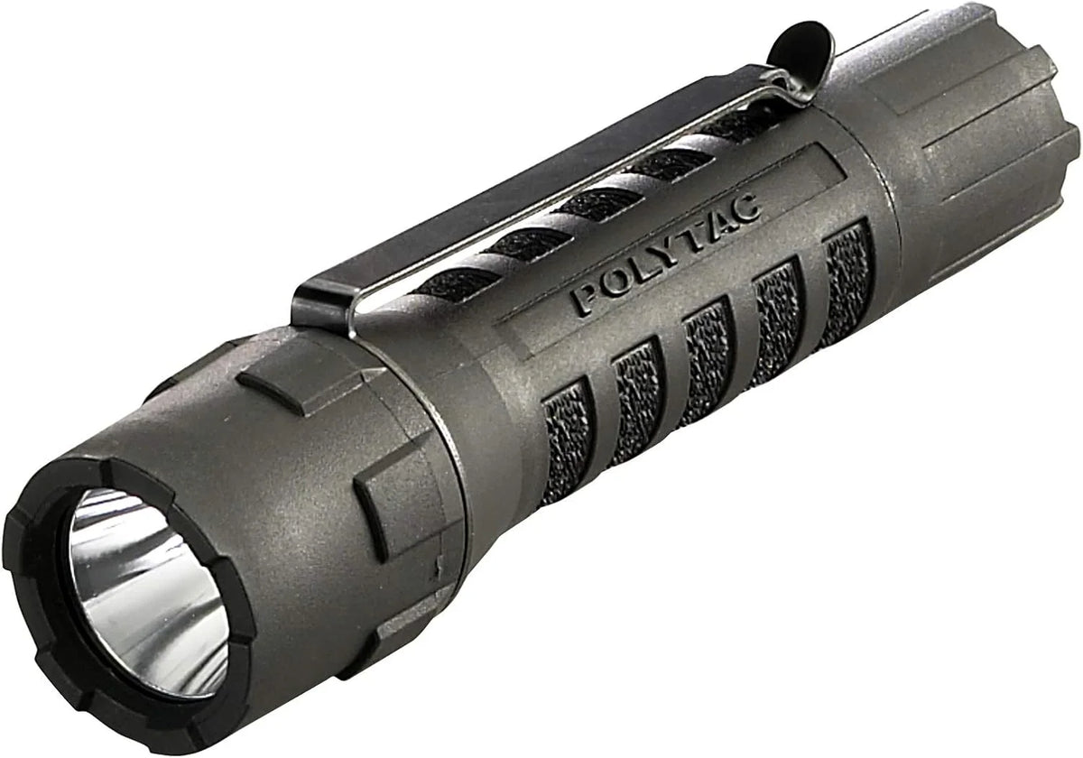 Streamlight 88850 PolyTac 600-Lumen 11500-Candela Tactical LED Flashlight, Ten-TAP Programmable, Clear Retail Packaging, Black