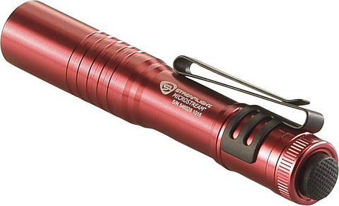 Streamlight 66323 MicroStream 45-Lumen 420-Candela EDC Ultra-Compact LED Flashlight with AAA Alkaline Battery, Clear Retail Packaging, Red