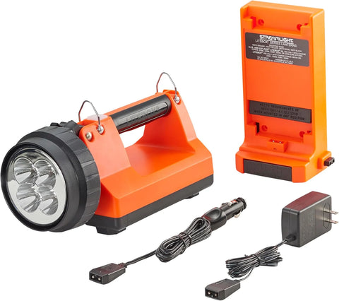 Streamlight 45861 E-Spot Firebox 1500-Lumen 110000 Candela Rechargeable Spot Beam Lantern with Dual Rear LEDs, AC/DC Charging, Heavy Duty Shoulder Strap, and Mounting Rack, Orange