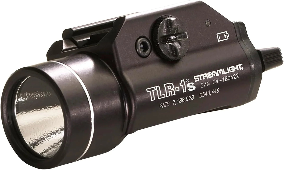 Streamlight 69211 TLR‑1s 300-Lumen 12,000 Candela Rail-Mounted Weapon Flashlight with Strobe, Earless Screw & Rail Locating Keys, Black