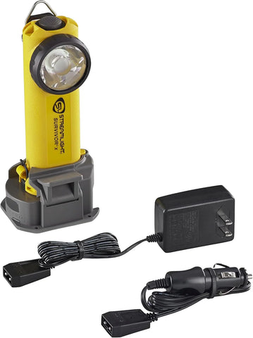 Streamlight 90962 Survivor X 250-Lumen Right-Angle Firefighter's Flashlight with Charger and Charging System, Yellow