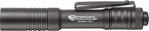 Streamlight 66604 MicroStream USB 250-Lumen 1150-Candela EDC Ultra-Compact LED Flashlight with Rechargeable Battery, Easy-Open Box, Black