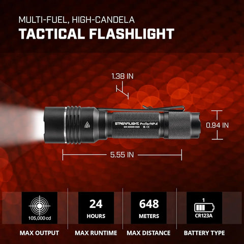 Streamlight 89021 ProTac HP-X 800-Lumen 105000 Candela High Performance Multi-Functional Tactical Flashlight, Black