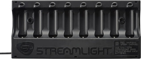 Streamlight 20221 SL-B26 Protected Li-Ion USB Rechargeable Battery Pack 120V/100V AC 8-Unit Bank Charger, Black