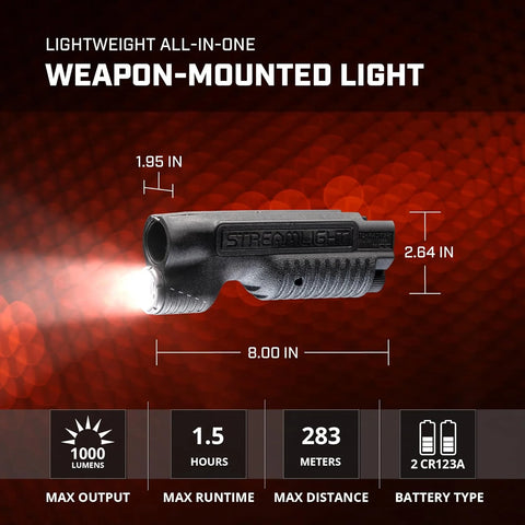 Streamlight 69600 TL-Racker 1,000-Lumen 20,000-Candela Tactical Integratd Forend Weapon Light with Ambidextrous Controls for Mossberg 500/590 Models Only, Black