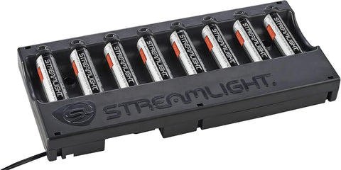 Streamlight 20221 SL-B26 Protected Li-Ion USB Rechargeable Battery Pack 120V/100V AC 8-Unit Bank Charger, Black