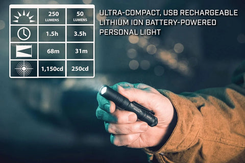 Streamlight 66605 MicroStream USB 250-Lumen 1150-Candela EDC Ultra-Compact LED Flashlight with Rechargeable Battery, Easy-Open Box, Red