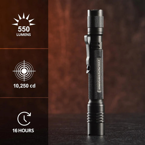 Streamlight 88033 ProTac 2AA-X 270-Lumen 5,000-Candela Personal Carry Tactical Flashlight, Rechargeable Capable, Black