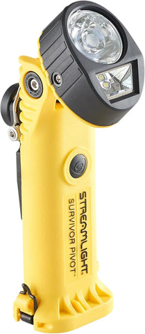 Streamlight 91826 Survivor Pivot 325-Lumen Right Angle Articulating Dual Beam Spot & Flood LED Flashlight with Magnet and Alkaline Batteries, Yellow