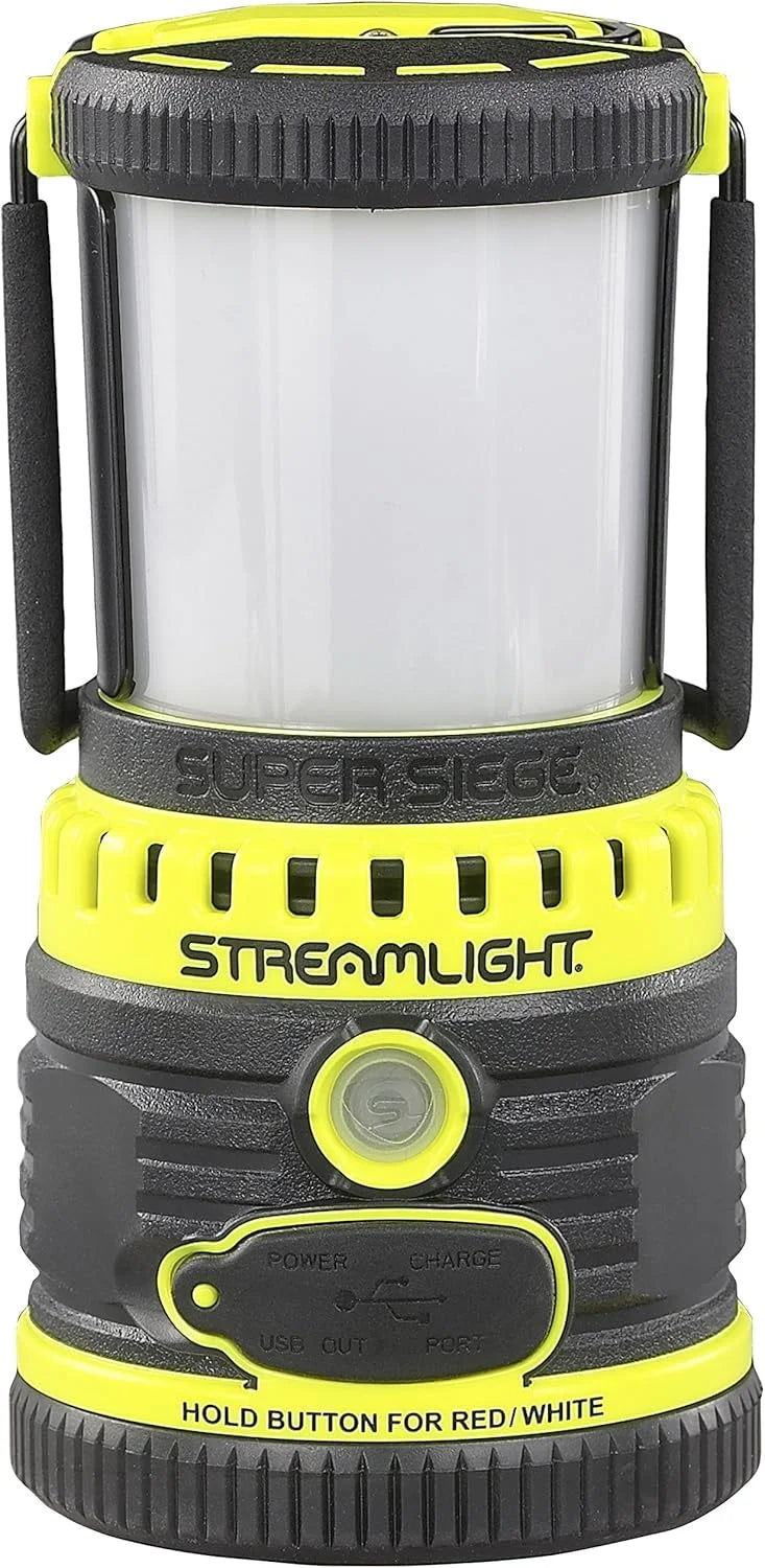 Streamlight 44945 Super Siege 1100-Lumen Rechargeable Outdoor Hand Lantern/Flashlight with 120-Volt AC Charger and Portable USB Charger, Yellow