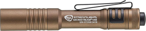 Streamlight 66609 MicroStream USB 250-Lumen 1150-Candela EDC Ultra-Compact LED Flashlight with Rechargeable Battery, Easy-Open Box, Coyote