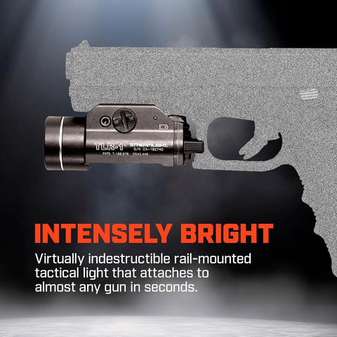 Streamlight 69110 TLR-1 300-Lumen 12,000-Candela Rail-Mounted Weapon Flashlight with Rail Locating Keys, Black