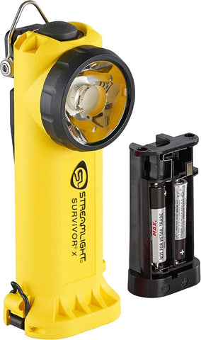 Streamlight 90960 Survivor X 250-Lumen Right-Angle Firefighter's Flashlight with Three (3) "AA Alkaline Batteries, Yellow