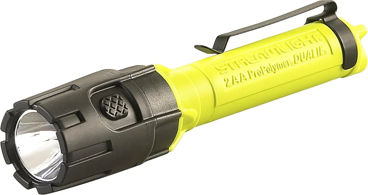 Streamlight 67751 Dualie 2AA 175-Lumen Dual Beam Flashlight w/Pocket Clip and Magnetic Base, Box, Yellow