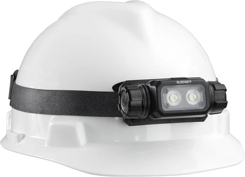 Streamlight 89019 Sledge 1000-Lumen Max 600-Lumen Standard 1800-Candela Rechargeable Low-Profile LED Headlamp with Elastic and Rubber Hard Hat Straps, Black