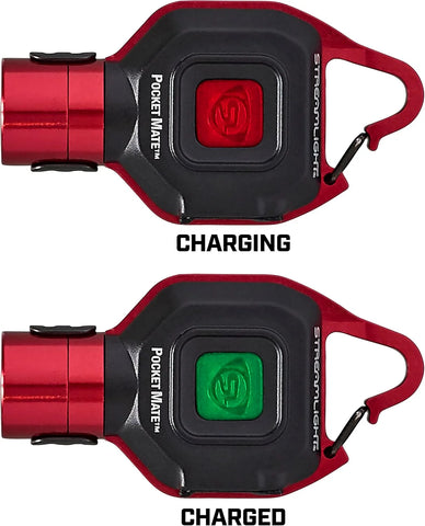 Streamlight 73301 Pocket Mate 325-Lumen Keychain/Clip-on USB Rechargeable Flashlight, Red