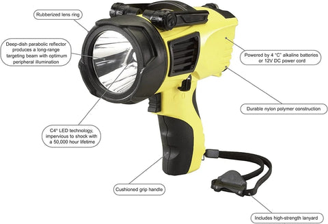 Streamlight 44902 Waypoint 750-Lumen 150,000-Candelas 775 Meter Beam LED Spotlight with 12V DC Power Cord and Mount Holder, Black